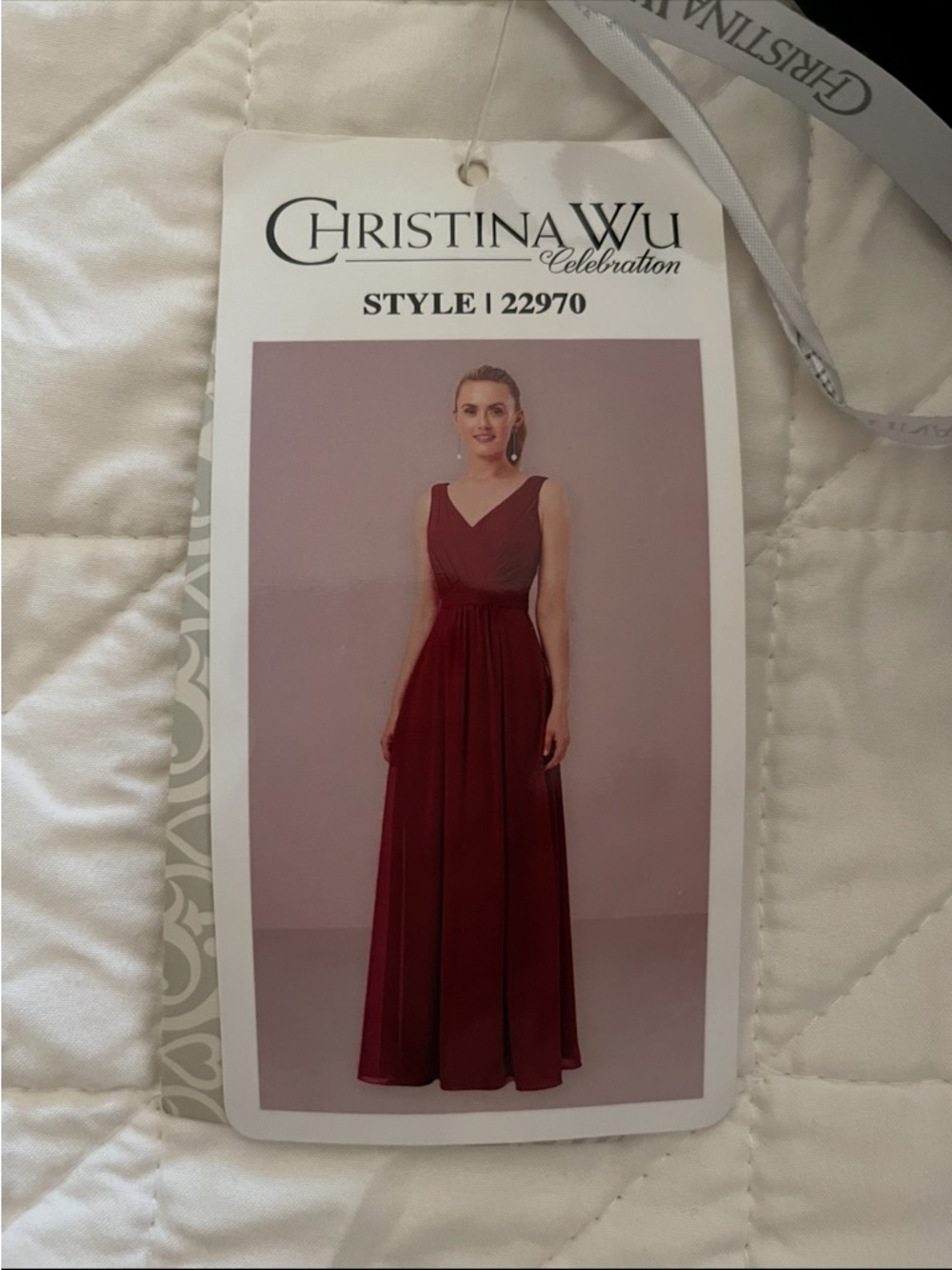Christina Wu Navy V-Neck Sleeveless Maxi Gown - Picture 3 of 4